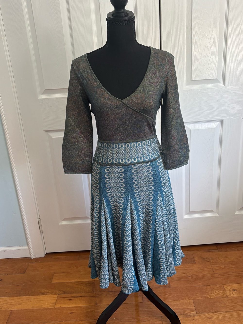 Zac Posen Blue Printed Midi Dress